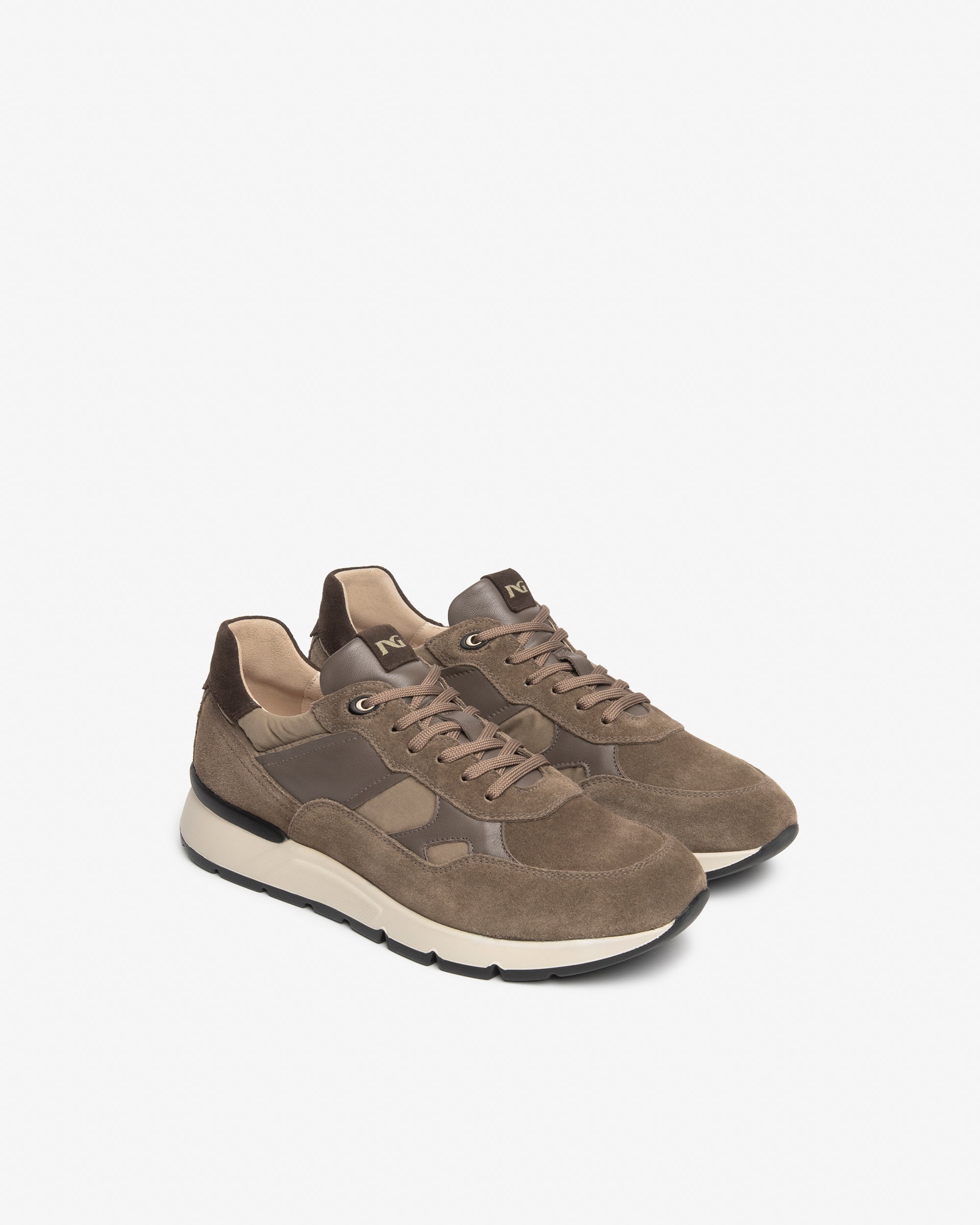 Sneakers Uomo in Camoscio, Pelle e Tela