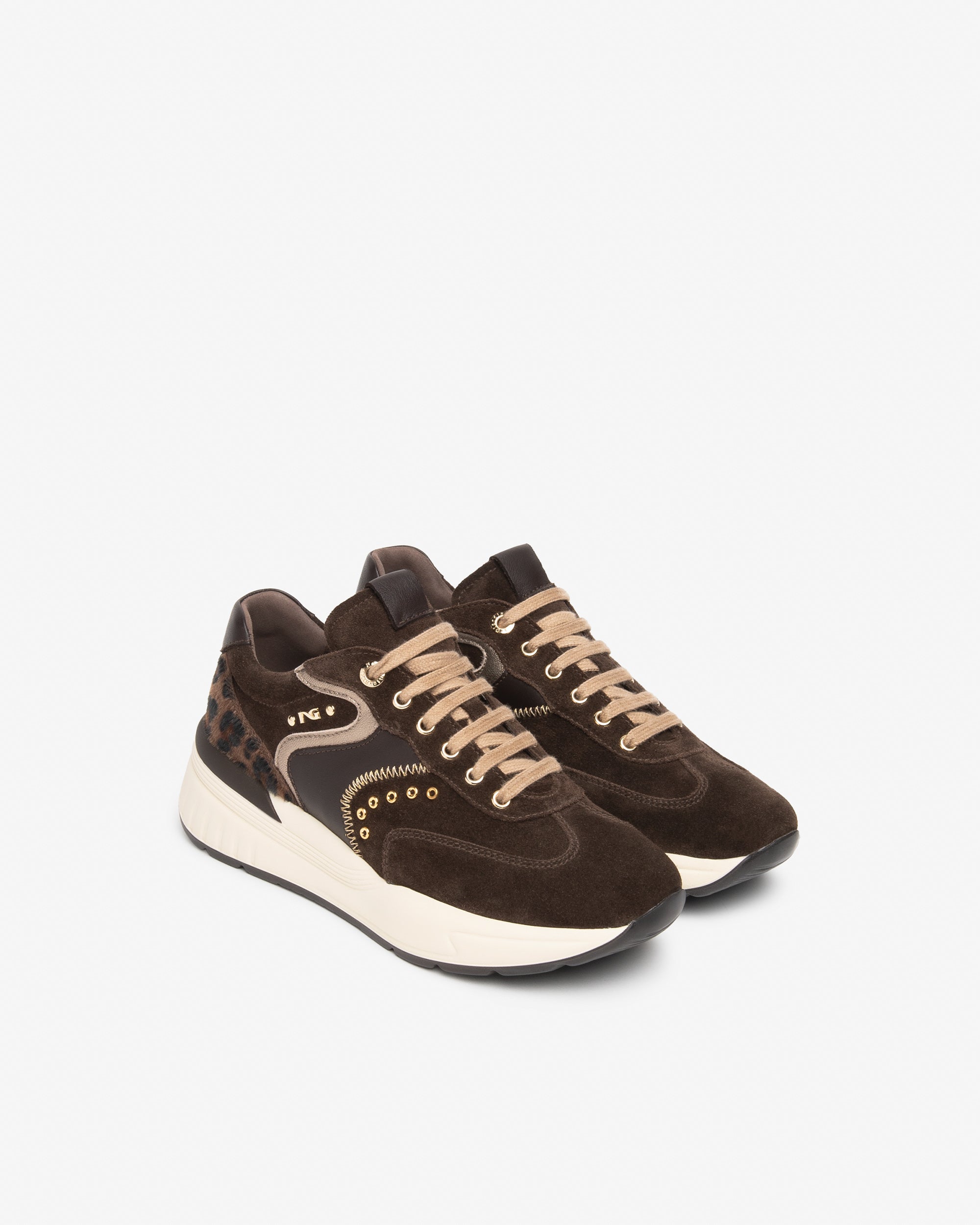 Sneakers Donna in Suede, Pelle e Materiale Tecnico