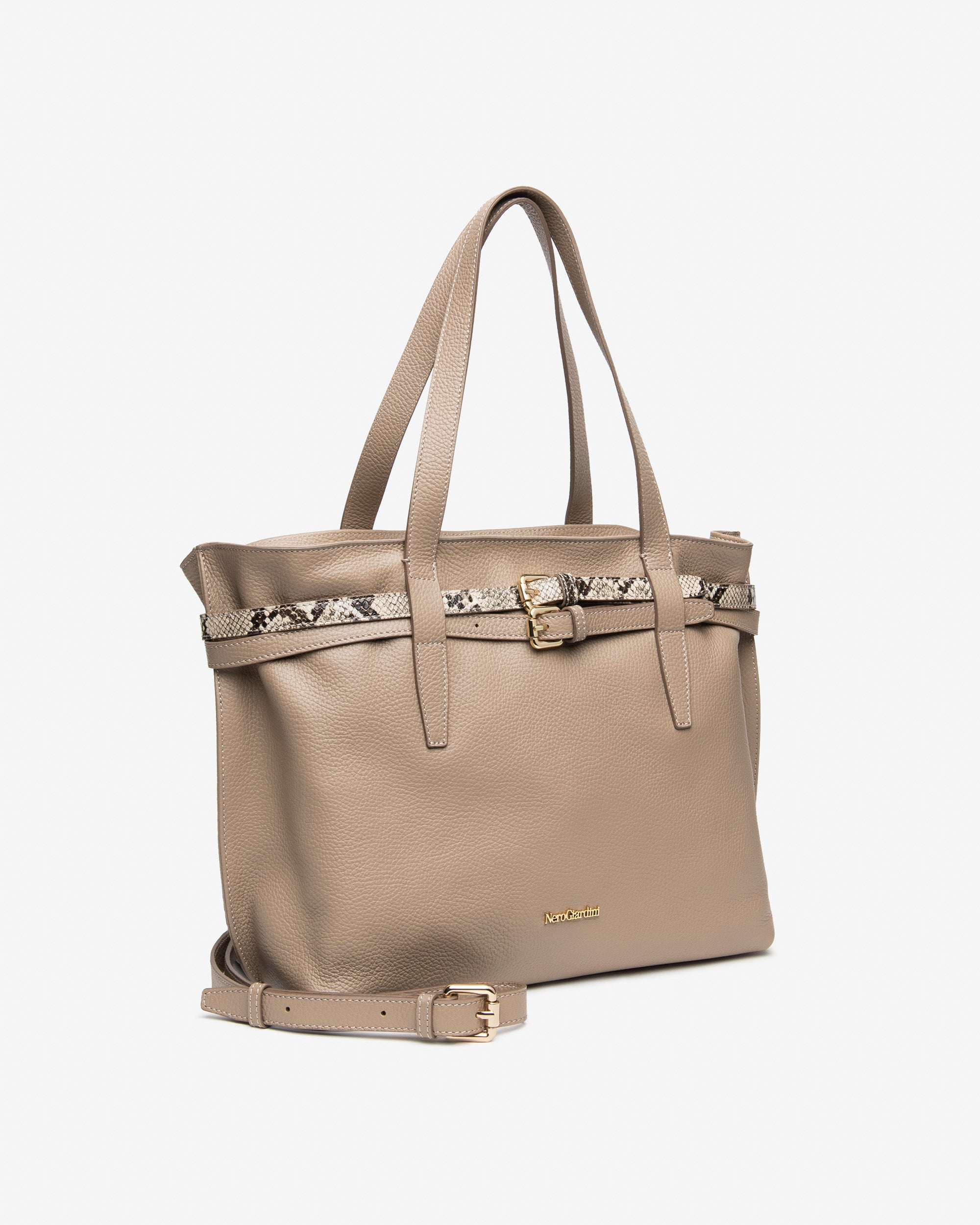 Borsa a Spalla da Donna in Pelle e Materiale Tecnico