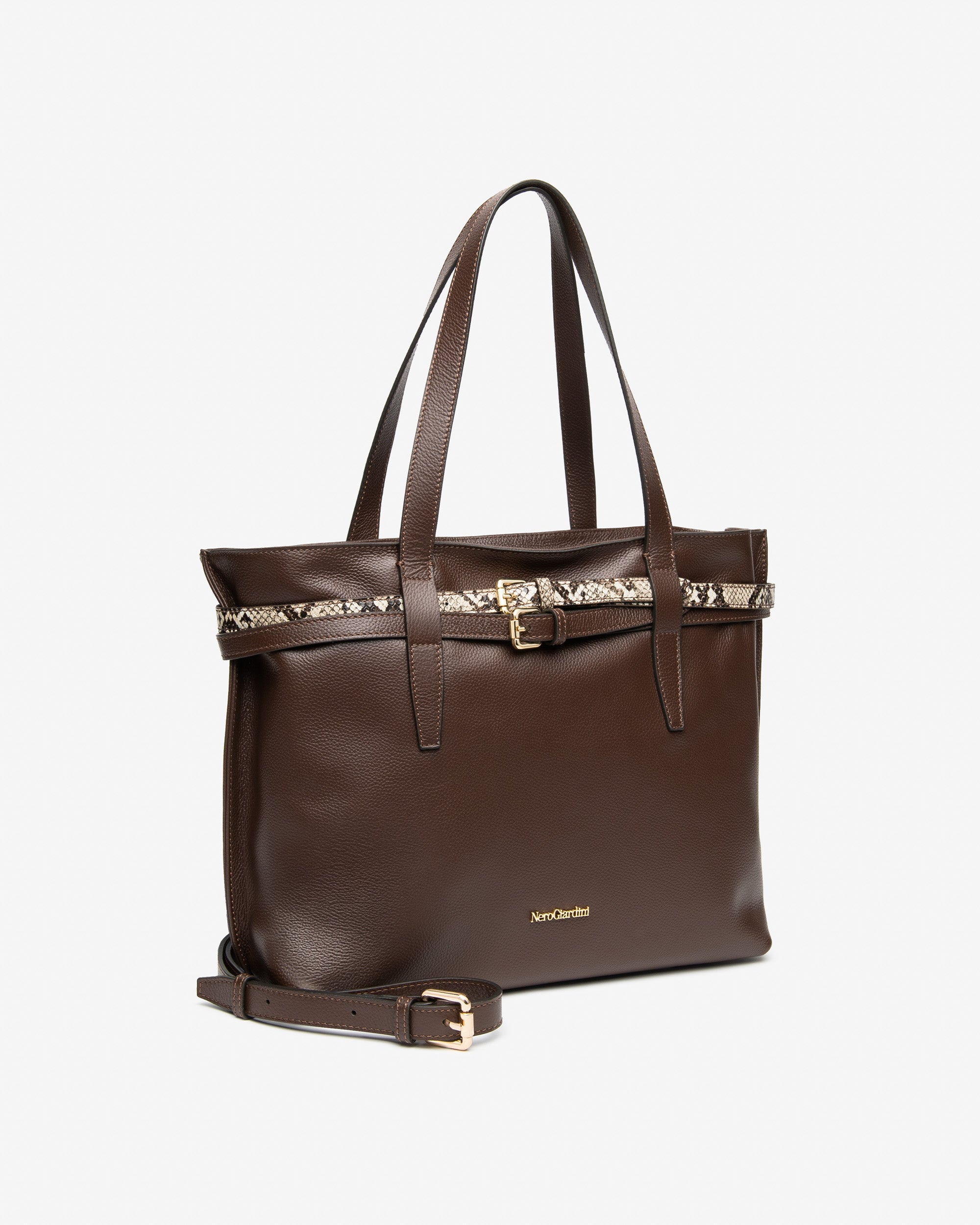 Borsa a Spalla da Donna in Pelle e Materiale Tecnico