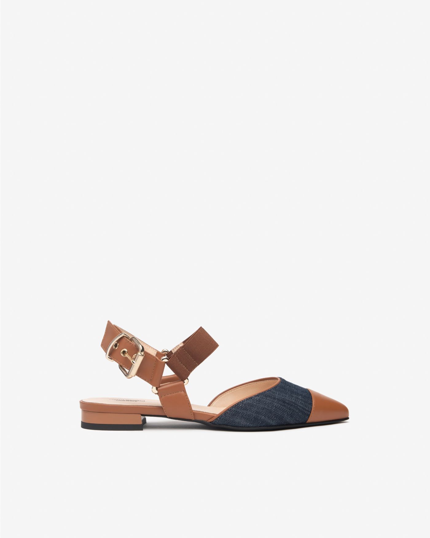 Women’s Leather and Fabric Ballerina Shoes