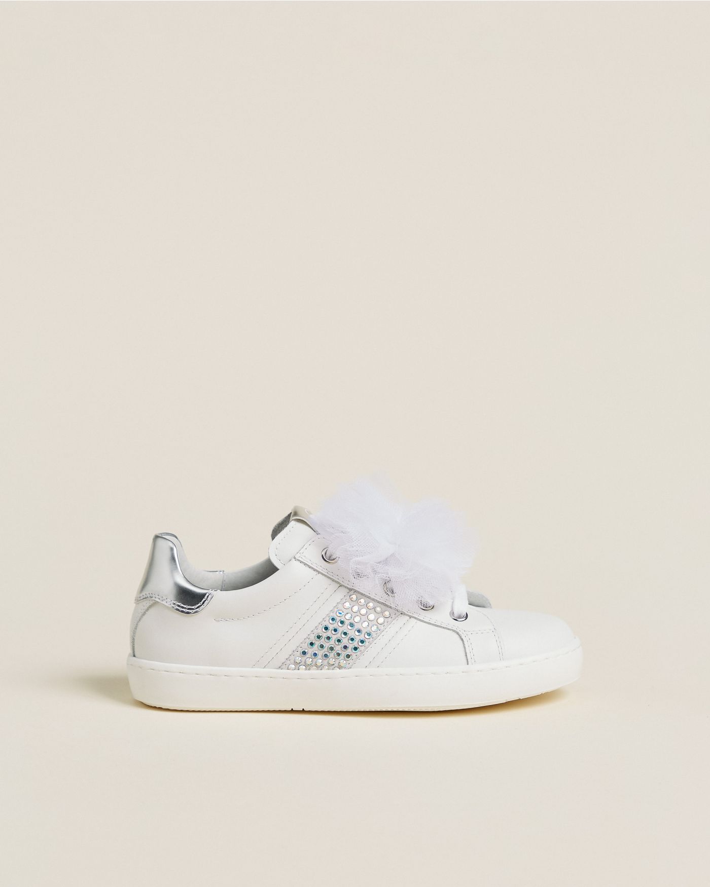 Teen Girls’ Leather and Technical Fabric Sneakers