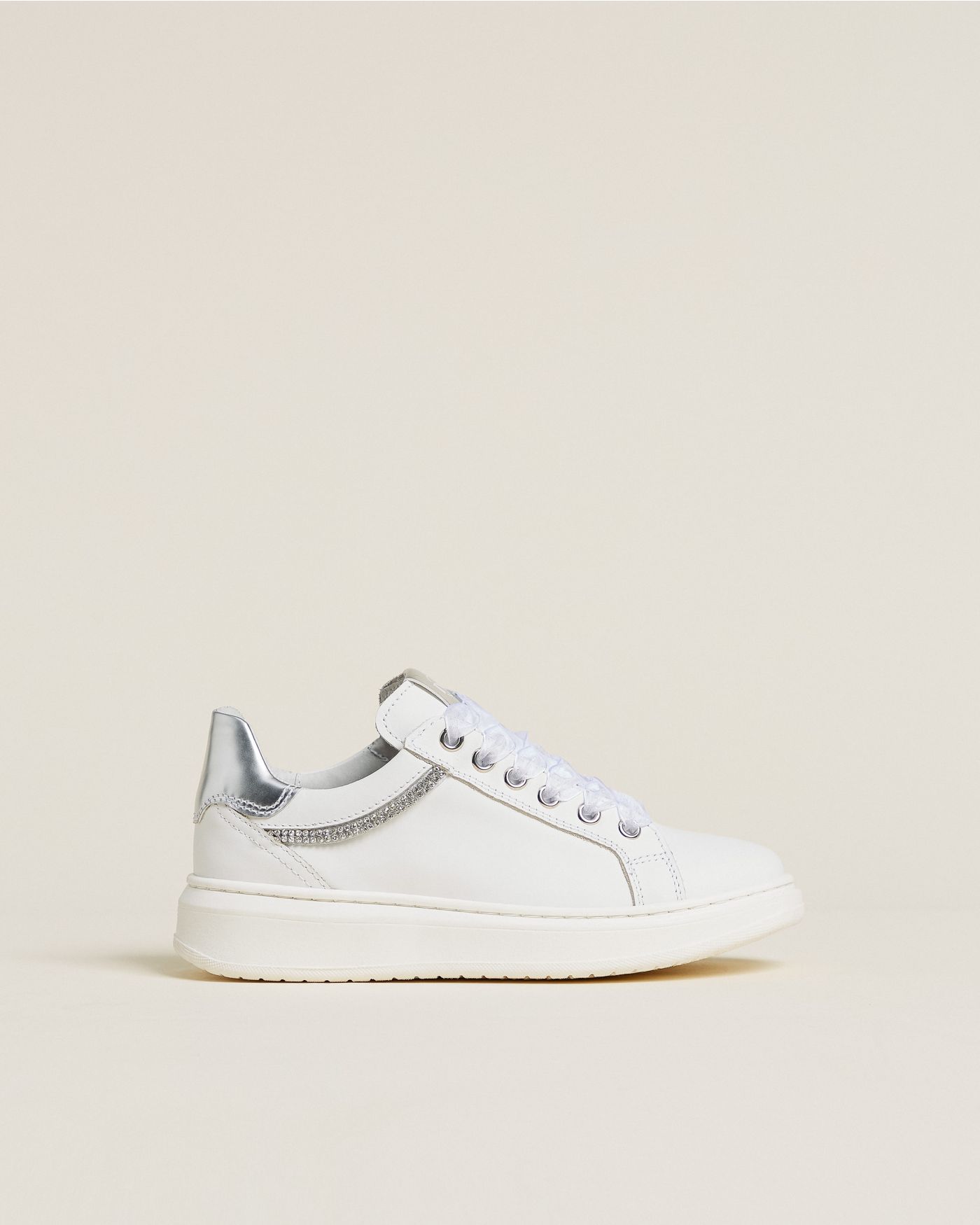 Teen Girls’ Leather and Technical Fabric Sneakers