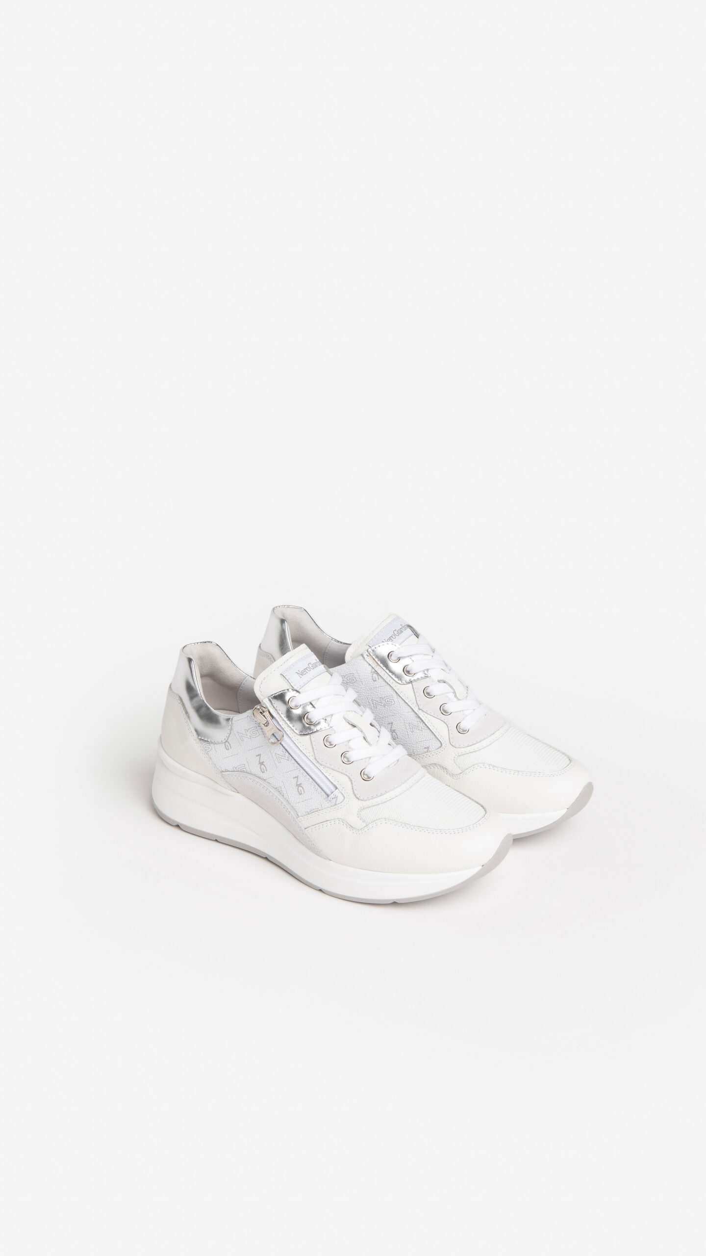 Art. E306450D 707 - Women's Leather and Suede Sneakers - Bianco -  NeroGiardini
